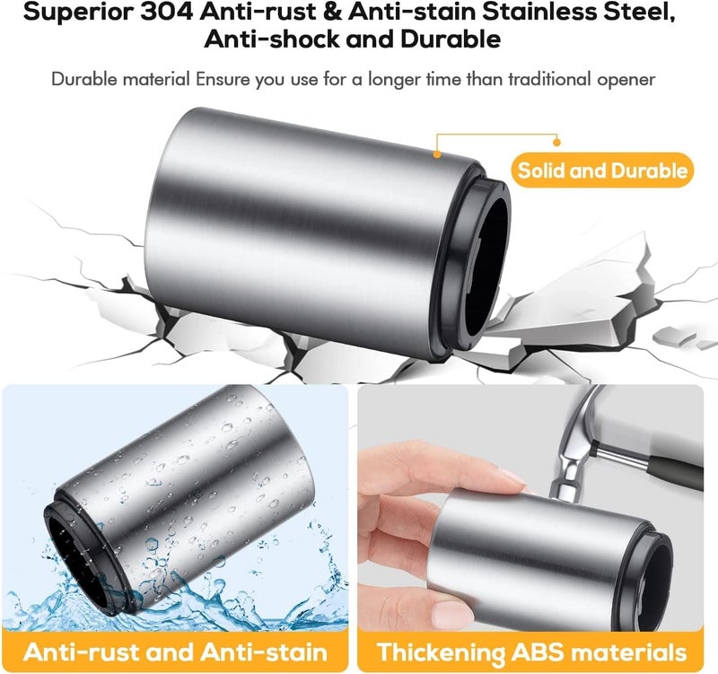 Swaytail 3PCS Premium Automatic Beer Bottle Opener, Magnet Stainless Steel Push Down Off Soda Lid Open Magnetic Catching No Damage Caps, Portable Pop the Top Bar Tools for Home Wine Accessories Picnic Camping - Image 5